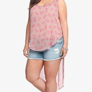 Torrid Skull Print Hi-Lo Tank Top Pink 4X